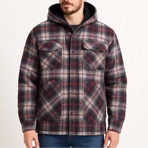 Weeds vintage hooded insulated flannel jacket warm quilted workwear plaid L